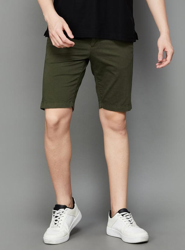 ALLEN SOLLY Men Solid Slim Fit Shorts