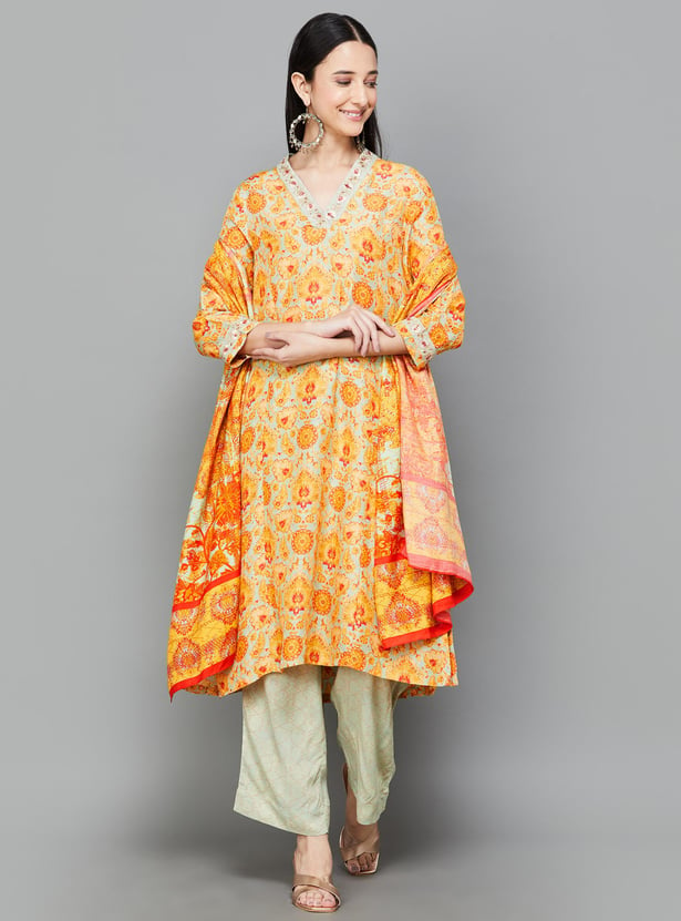 BIBA Women Ethnic Printed Straight Kurta Set