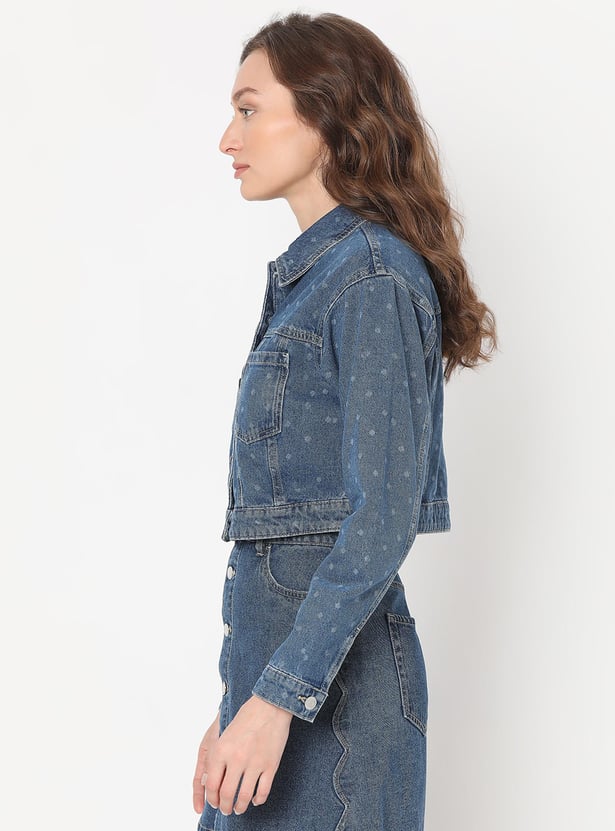 VERO MODA Women Printed Cropped Denim Jacket