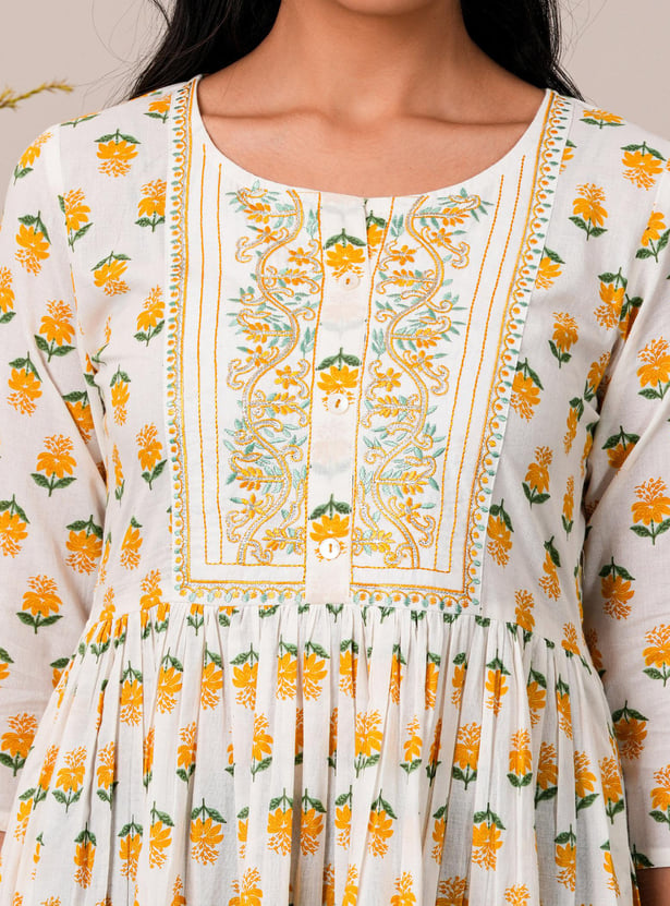 LIBAS Women Floral Printed Fit and Flare Dress