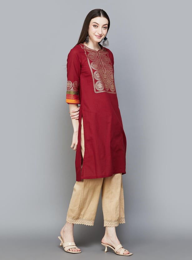 BIBA Women Foil Printed Straight Kurta