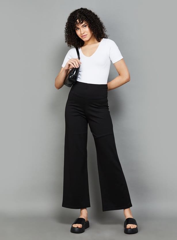 Flat front wide leg trousers best sale