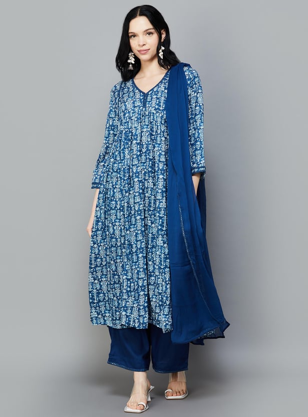 Buy BIBA Women Floral Printed A-Line Kurta Set From BIBA At Just INR 3999.0