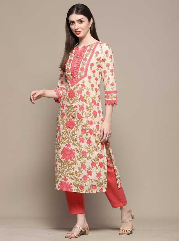 Buy BIBA Women Printed Straight Kurta from BIBA at just INR 1599.0