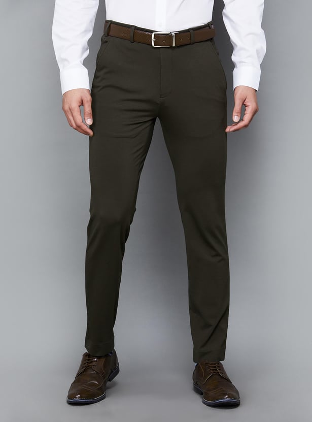 Buy PARK AVENUE Men Solid Slim Straight Formal Trousers from Park ...