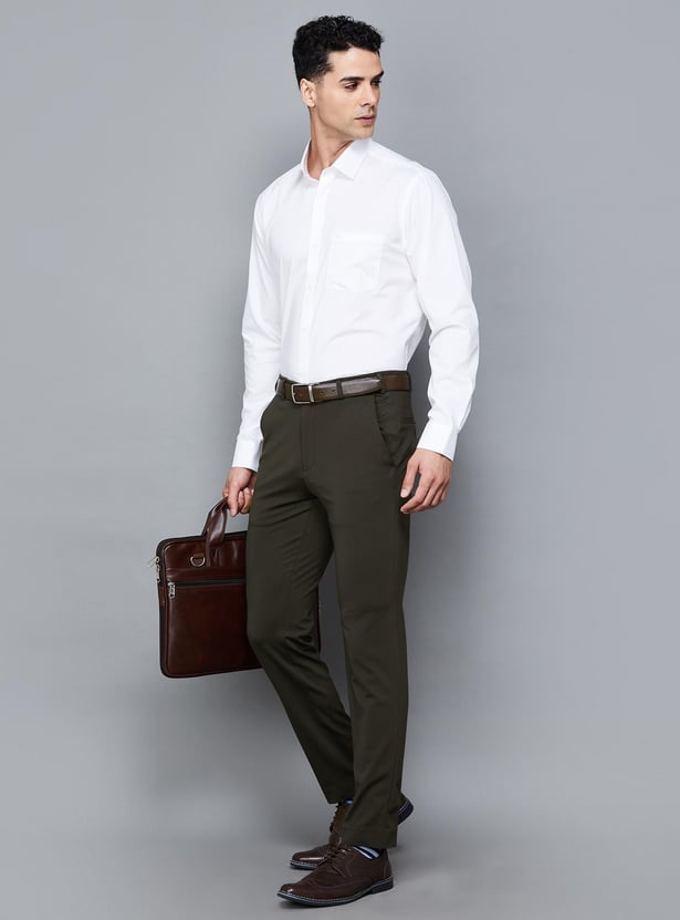 Buy PARK AVENUE Men Solid Slim Straight Formal Trousers from Park ...