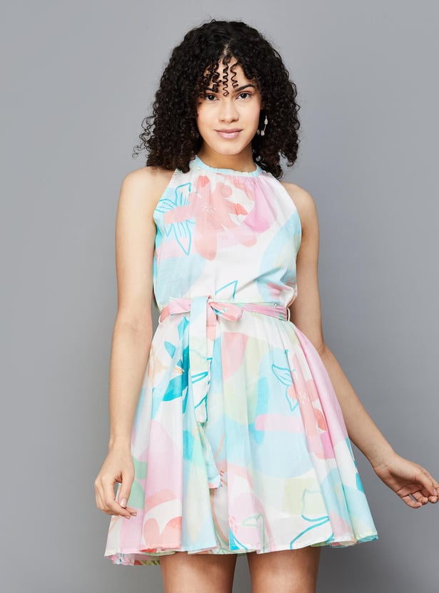 Printed Sleeveless A-Line Dress main image 1