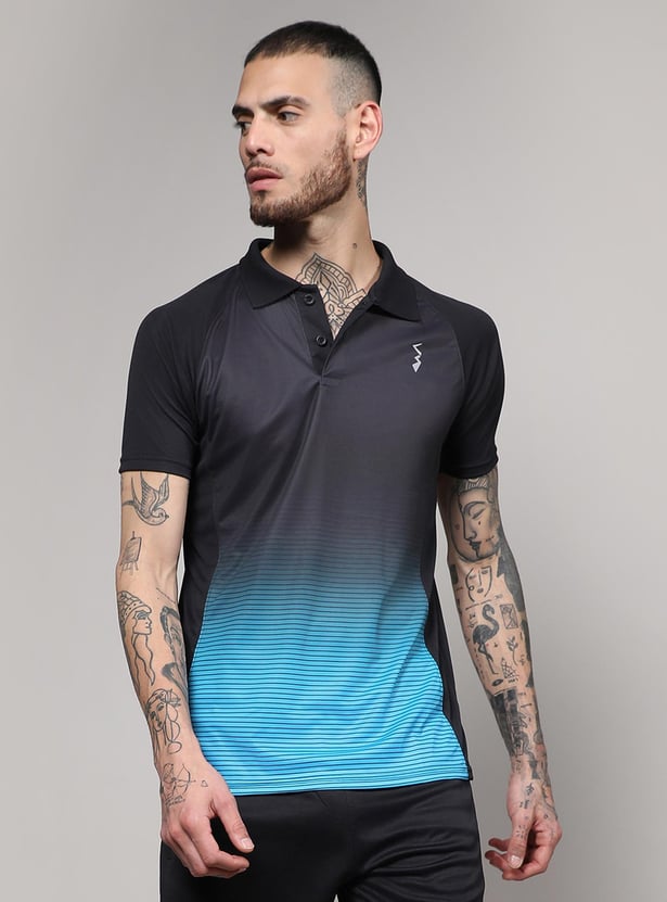 CAMPUS SUTRA Men Ombre Printed Activewear Polo T-Shirt
