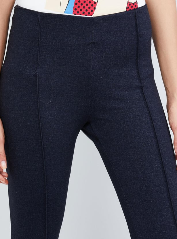 Women Solid Elasticated Treggings