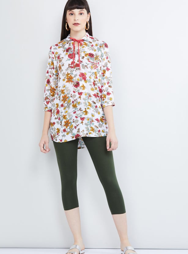 Women Solid Three-Fourth Leggings