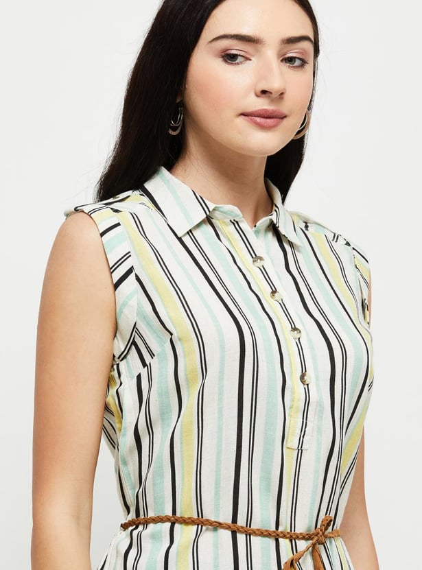 MAX Women Striped Sleeveless Tunic
