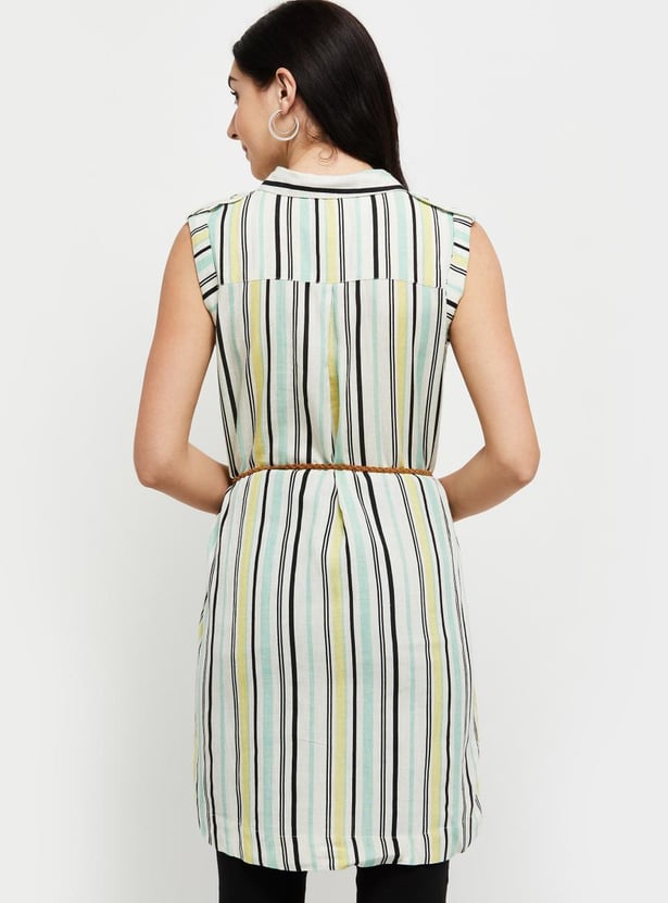 MAX Women Striped Sleeveless Tunic