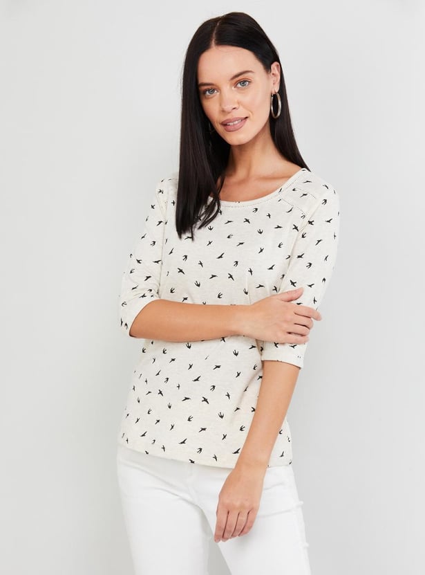MAX Printed Three-Quarter Sleeves T-shirt