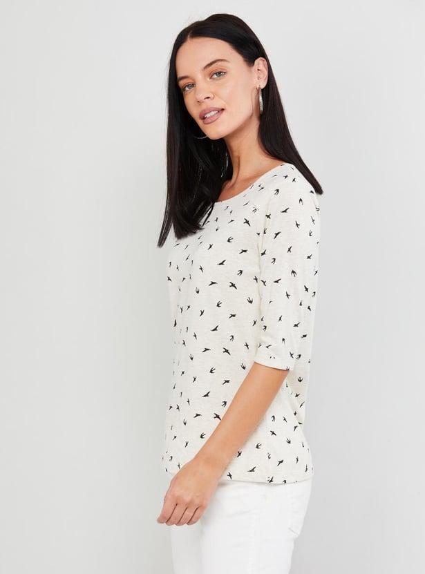 MAX Printed Three-Quarter Sleeves T-shirt