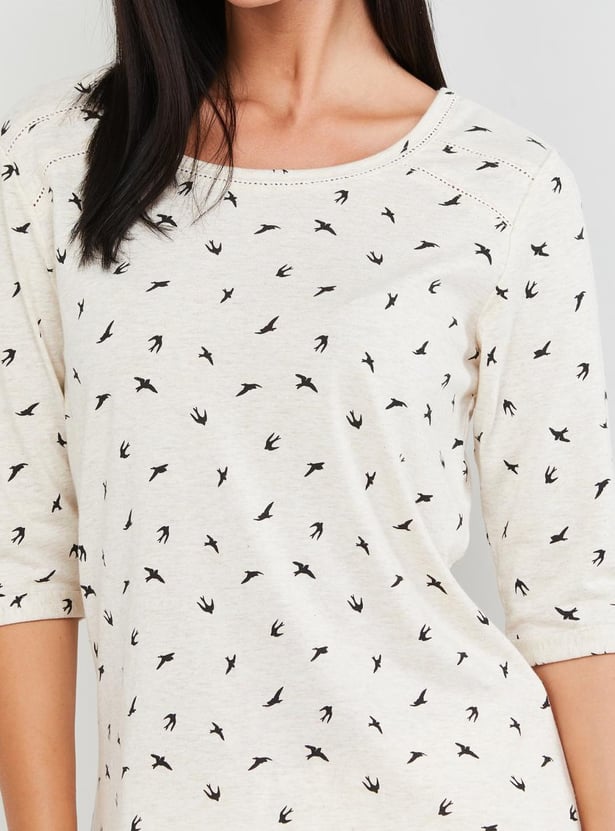 MAX Printed Three-Quarter Sleeves T-shirt