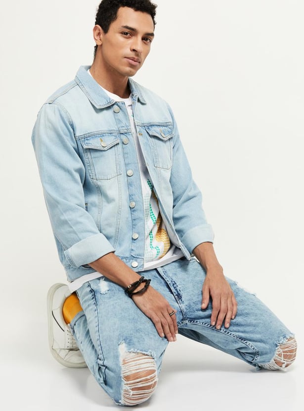 MAX Men Stonewashed Denim Jacket