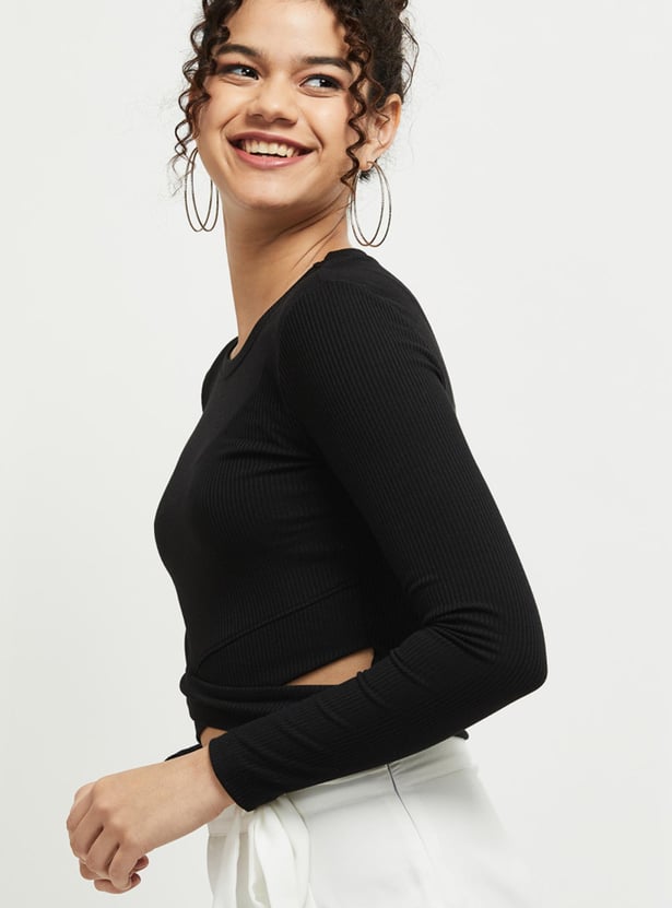 Women Textured Crop T-shirt