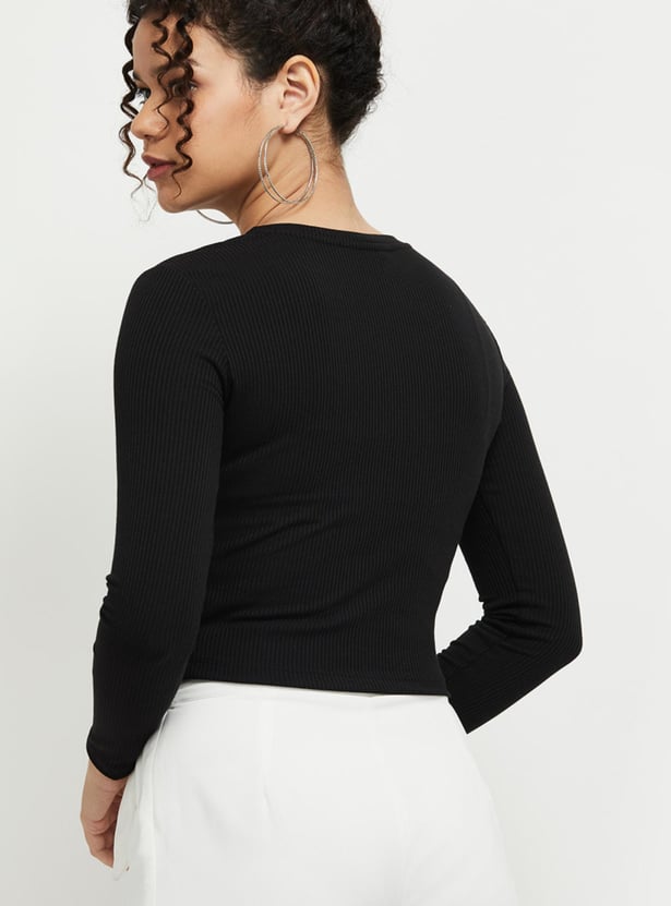 Women Textured Crop T-shirt