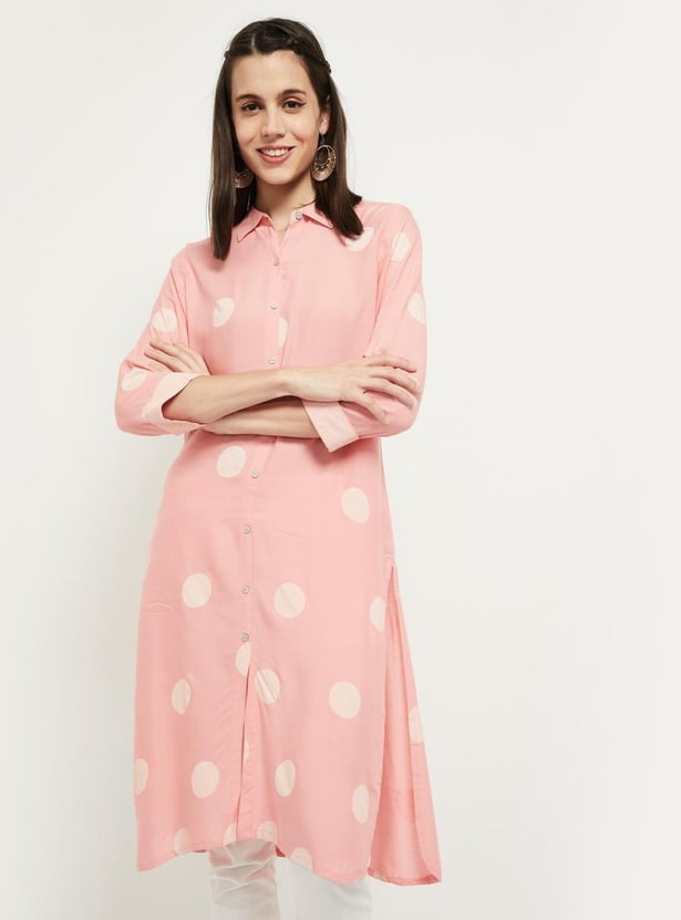 Women Printed Button-down Straight Kurta