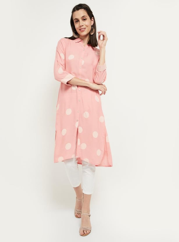 Women Printed Button-down Straight Kurta