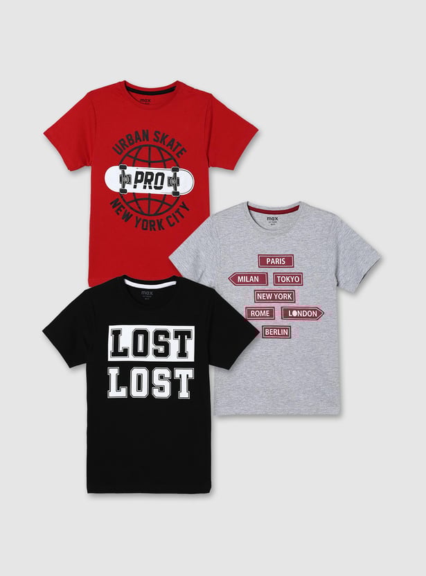 Boys Graphic Printed T-shirt - Pack of 3
