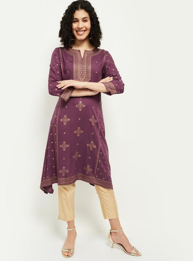 MAX Women Printed Asymmetric Hem Kurta