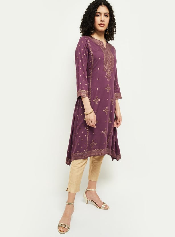 MAX Women Printed Asymmetric Hem Kurta