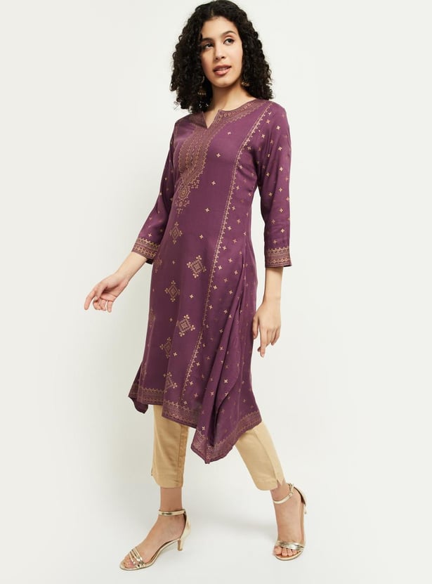 MAX Women Printed Asymmetric Hem Kurta