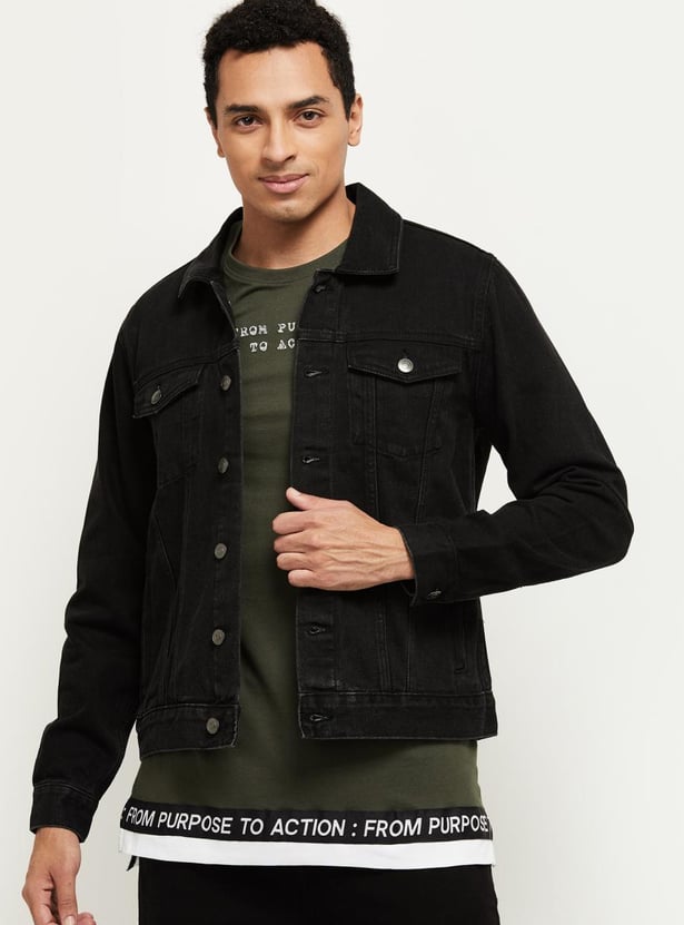 MAX Men Solid Denim Jacket