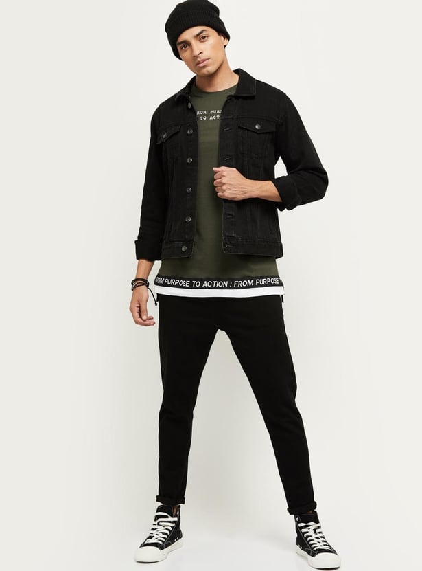 MAX Men Solid Denim Jacket