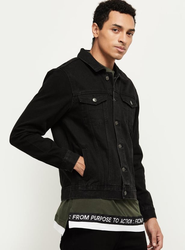 MAX Men Solid Denim Jacket