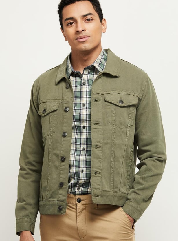 MAX Men Solid Denim Jacket