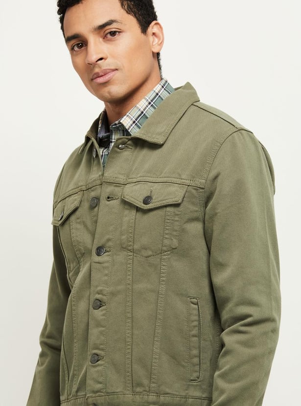 MAX Men Solid Denim Jacket