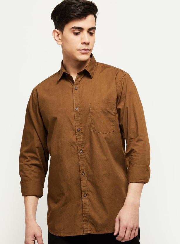 Men Men Solid Full Sleeves Casual Shirt