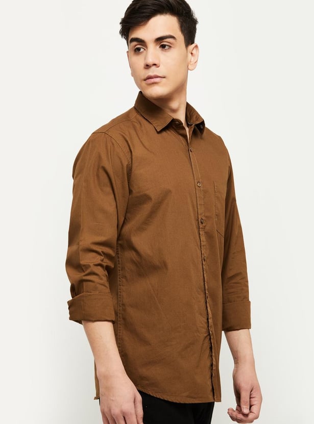 Men Men Solid Full Sleeves Casual Shirt