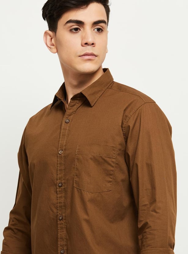 Men Men Solid Full Sleeves Casual Shirt