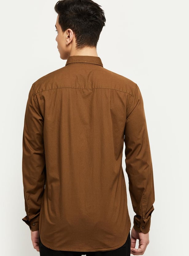 Men Men Solid Full Sleeves Casual Shirt