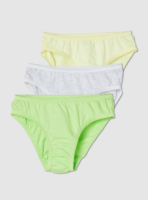 Girls Solid Panties - Pack of 3