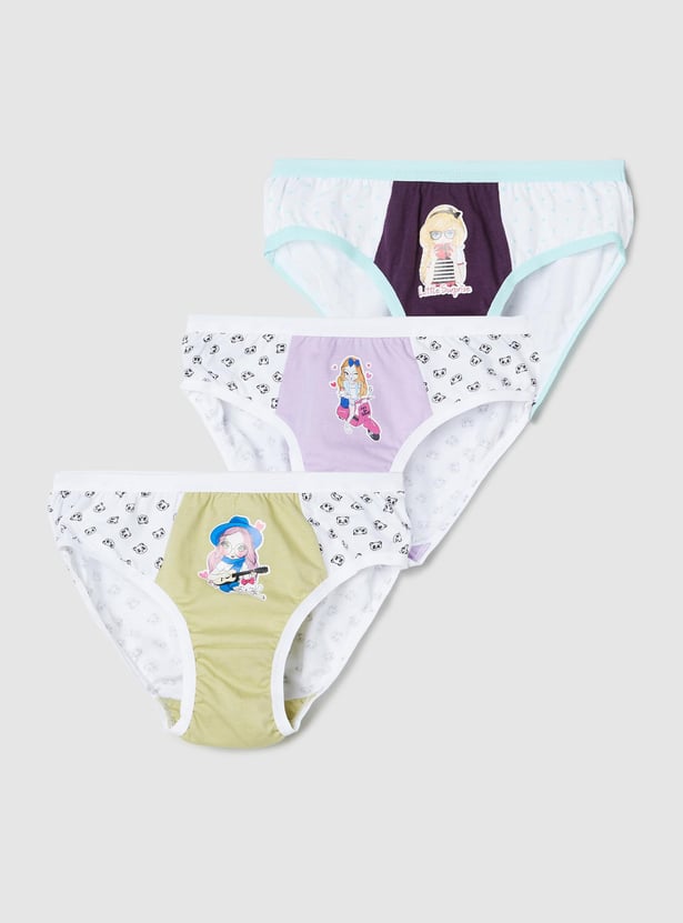 Girls Printed Hipster Panties - Pack of 3