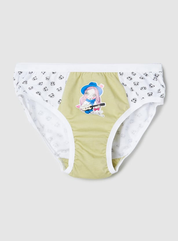 Girls Printed Hipster Panties - Pack of 3