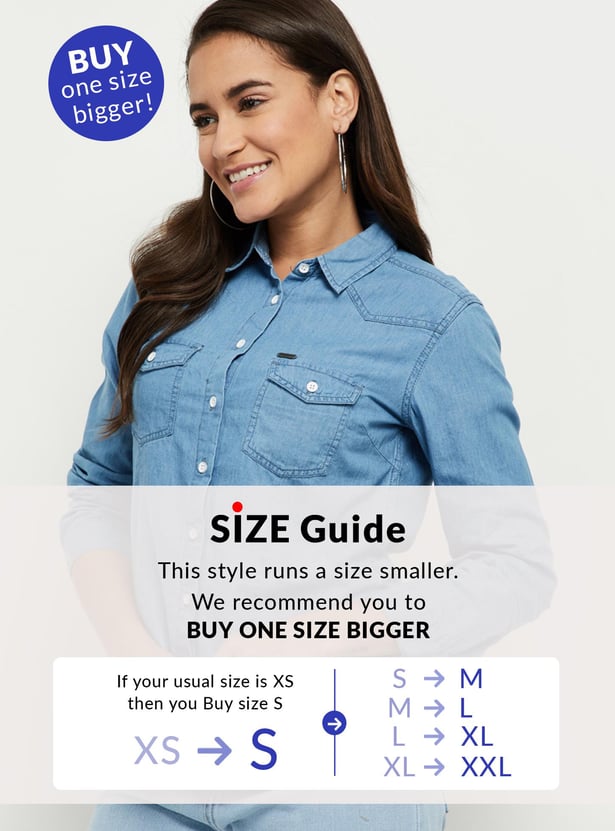 Women Solid Denim Shirt