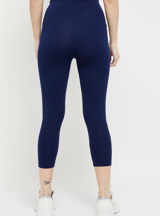 Women Solid Cropped Leggings