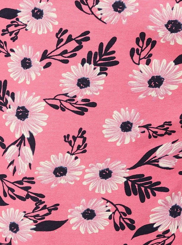 Women Printed T-shirt with Elasticated Pyjamas