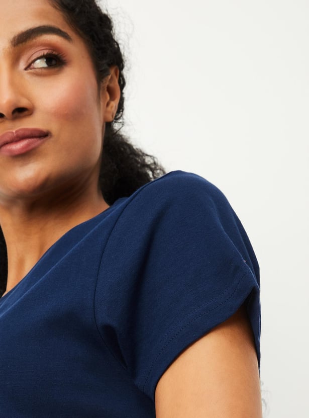 Women Printed T-shirt with Elasticated Pyjamas
