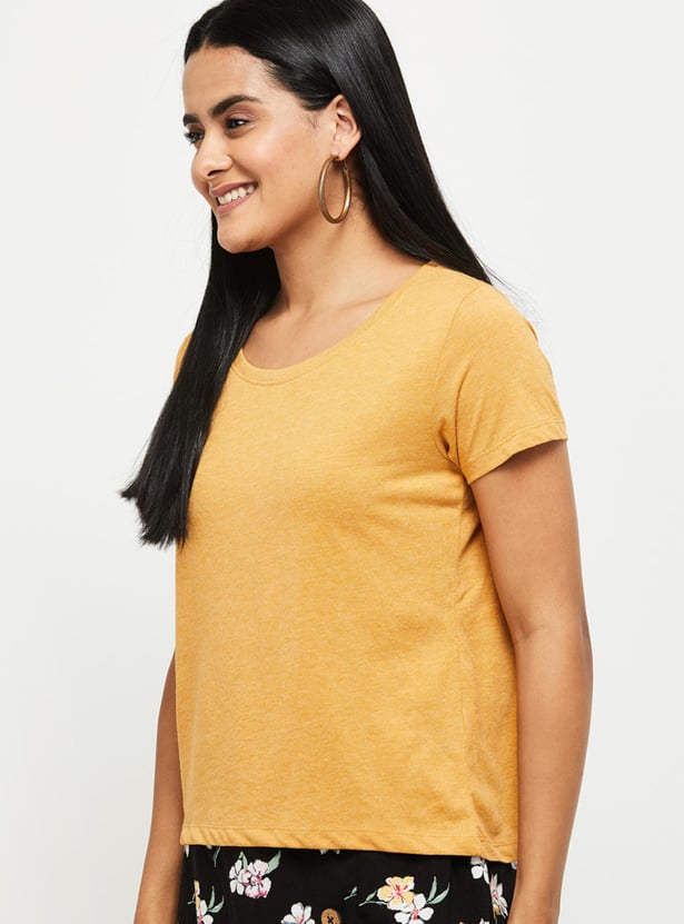 Women Solid Round Neck T-shirt