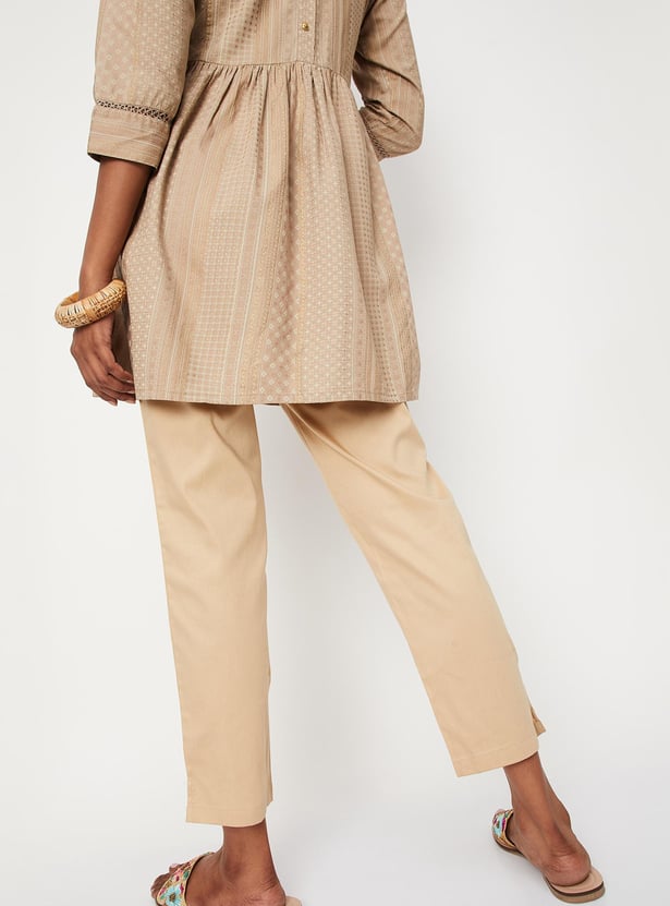 Women Solid Cropped Straight Pants