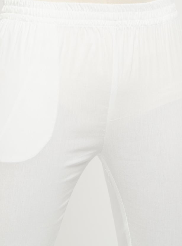 Women Solid Cropped Straight Pants