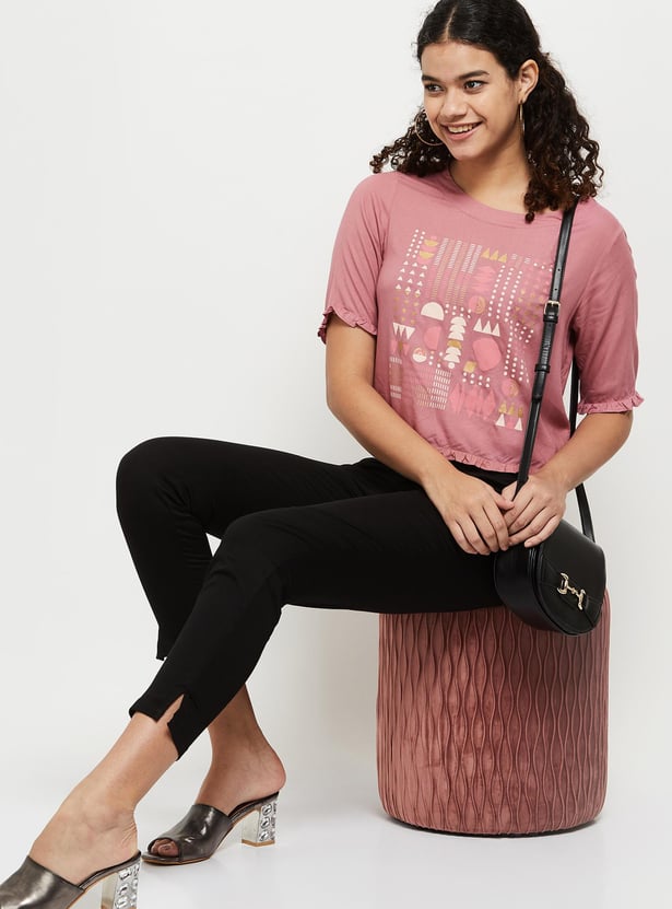 Women Solid Cropped Straight Pants