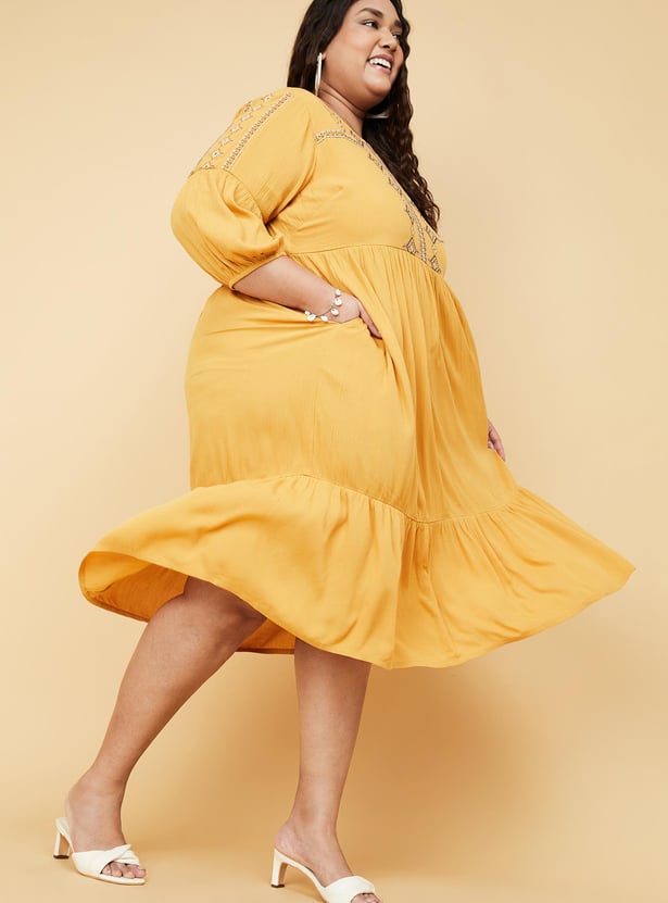 Women Embroidered Midi Dress
