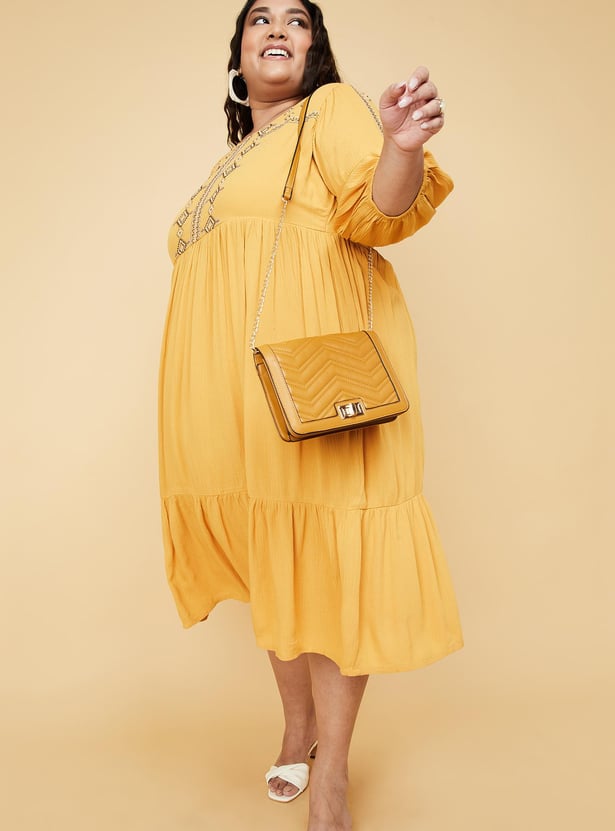 Women Embroidered Midi Dress